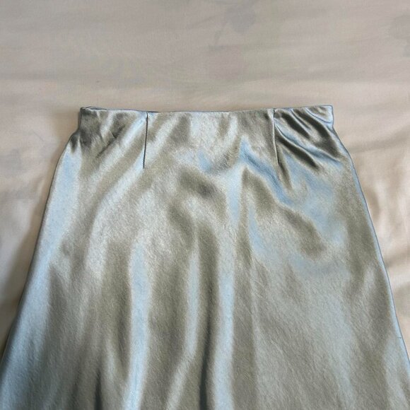 Dynamite Mint Satin Midi Skirt with Slit | XS - Picture 4 of 11